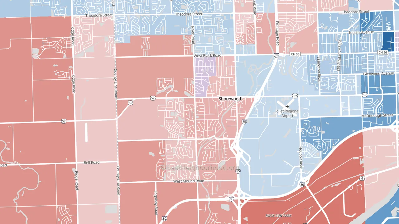 Shorewood, IL block-group political-lean map