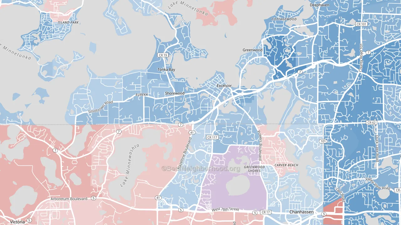 Shorewood, MN block-group political-lean map