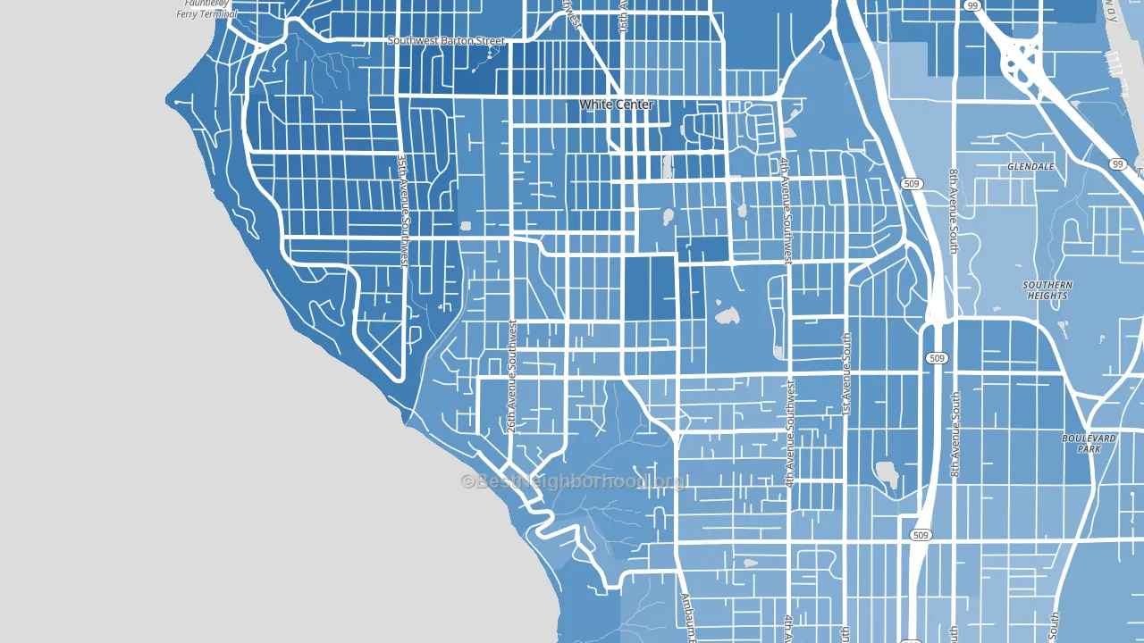 Shorewood, Seattle, WA block-group political-lean map