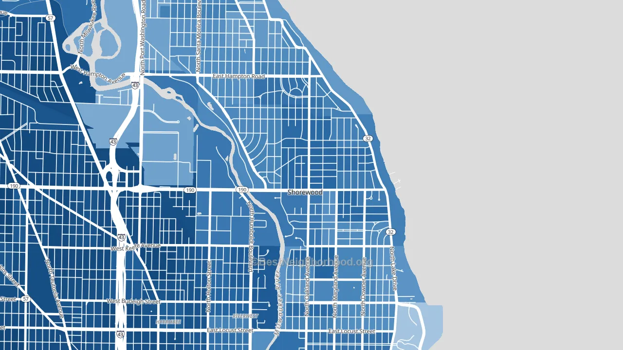 Shorewood, WI block-group political-lean map