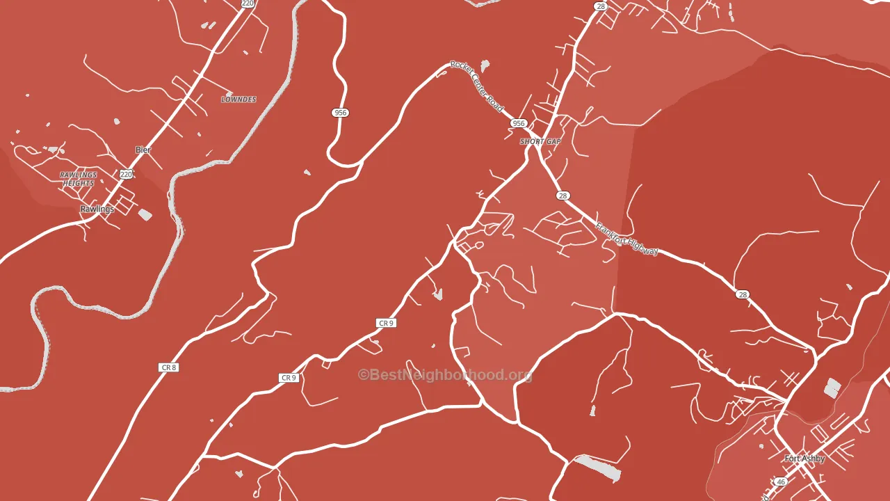 Short Gap, WV block-group political-lean map