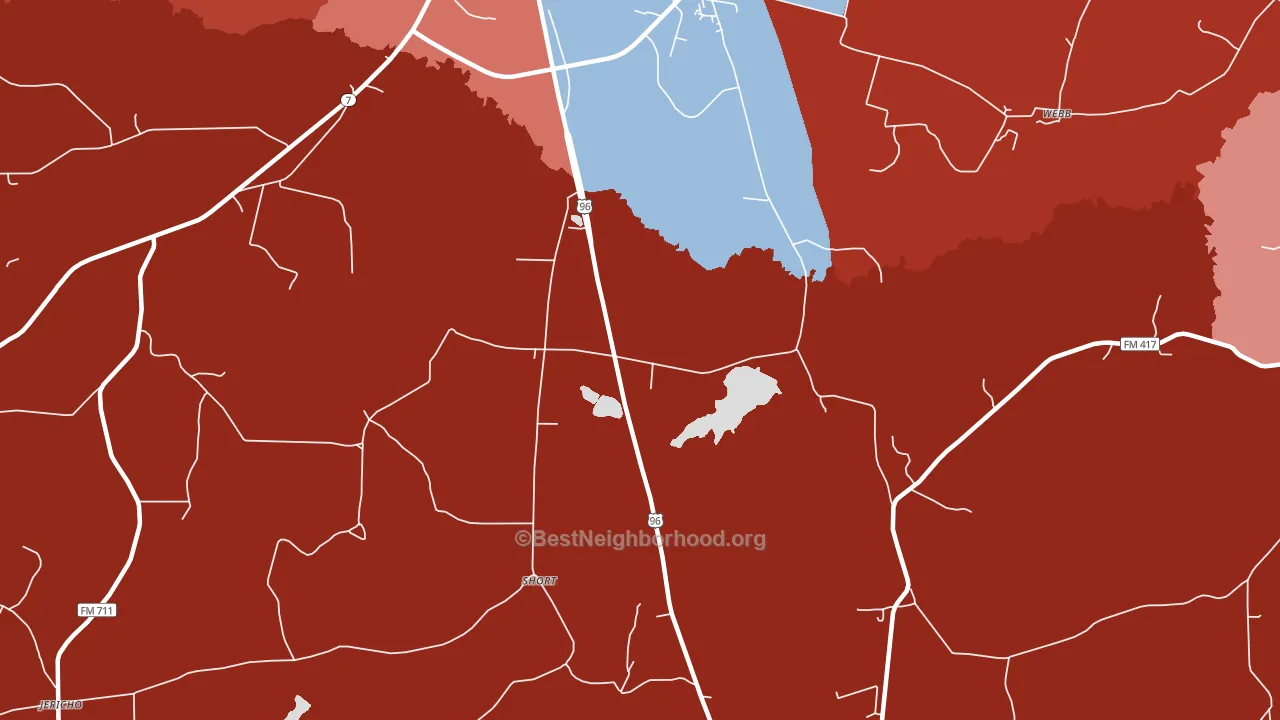 Short, TX block-group political-lean map