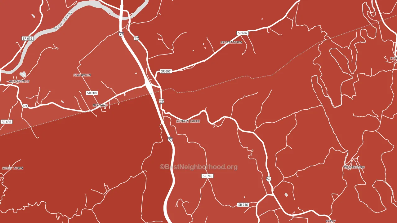 Shorts Creek, VA block-group political-lean map