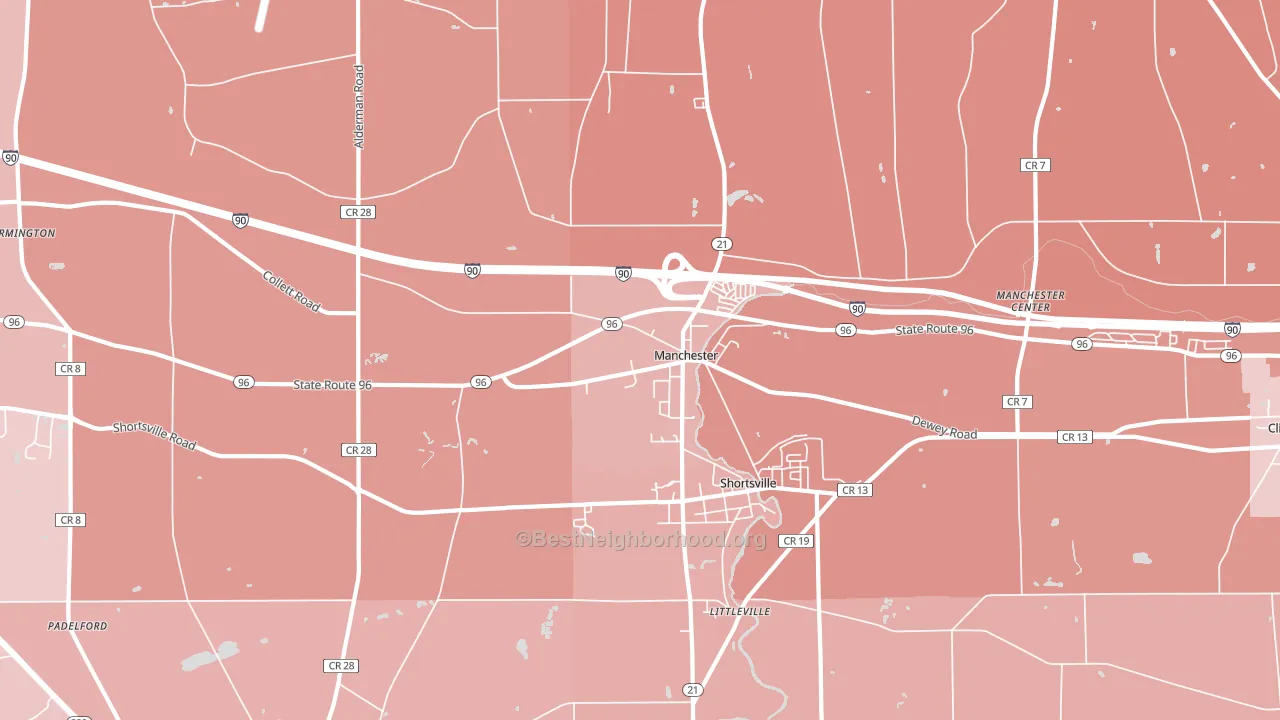 Shortsville, NY block-group political-lean map