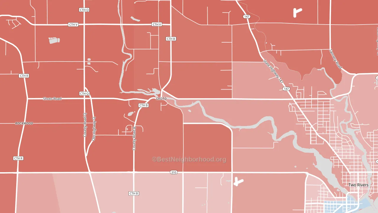 Shoto, WI block-group political-lean map