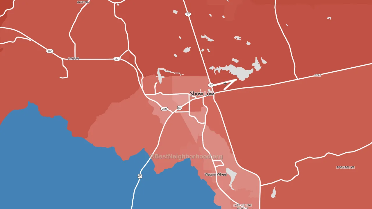Show Low, AZ block-group political-lean map