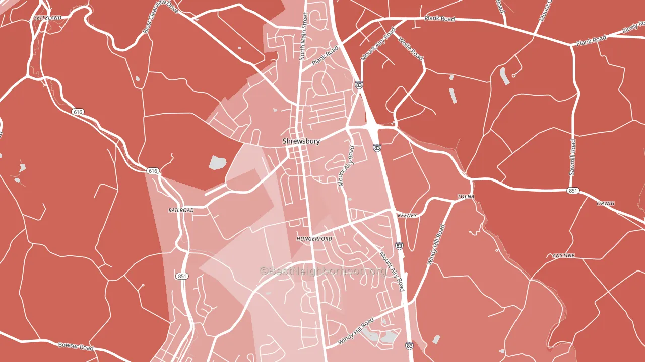 Shrewsbury, PA block-group political-lean map
