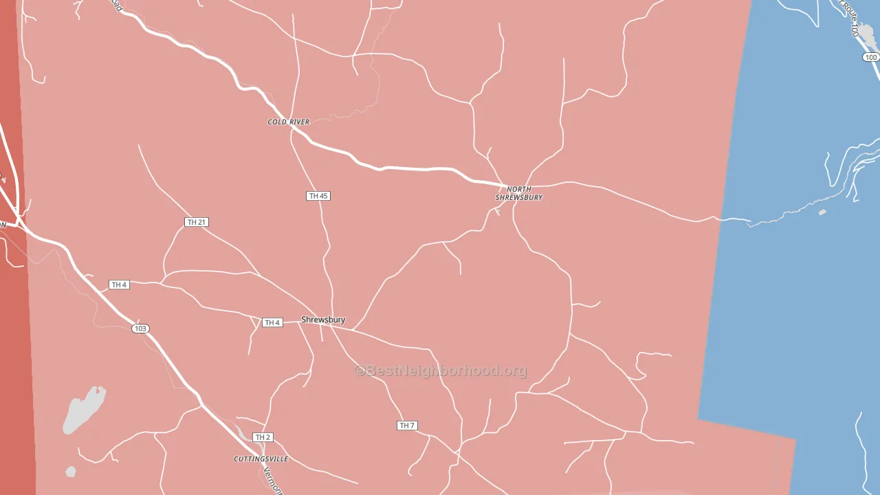 Shrewsbury, VT block-group political-lean map