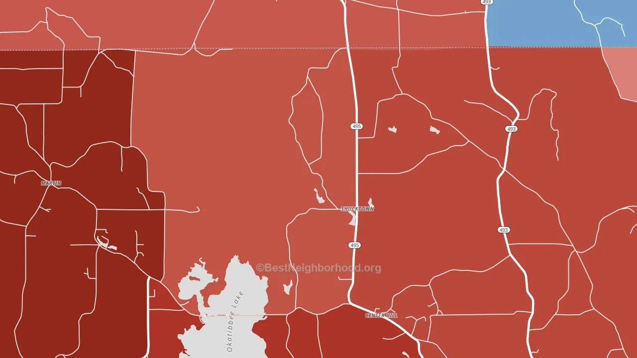 Shucktown, MS block-group political-lean map