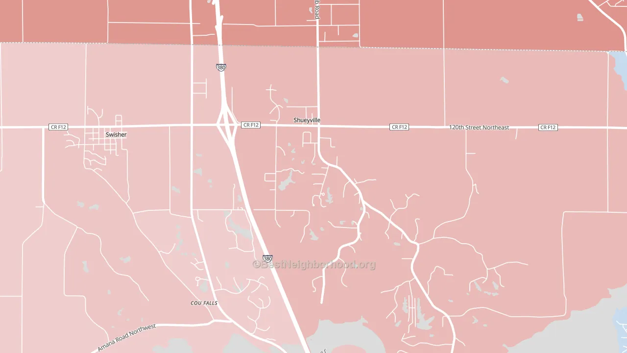 Shueyville, IA block-group political-lean map