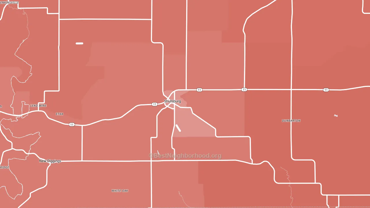 Shullsburg, WI block-group political-lean map