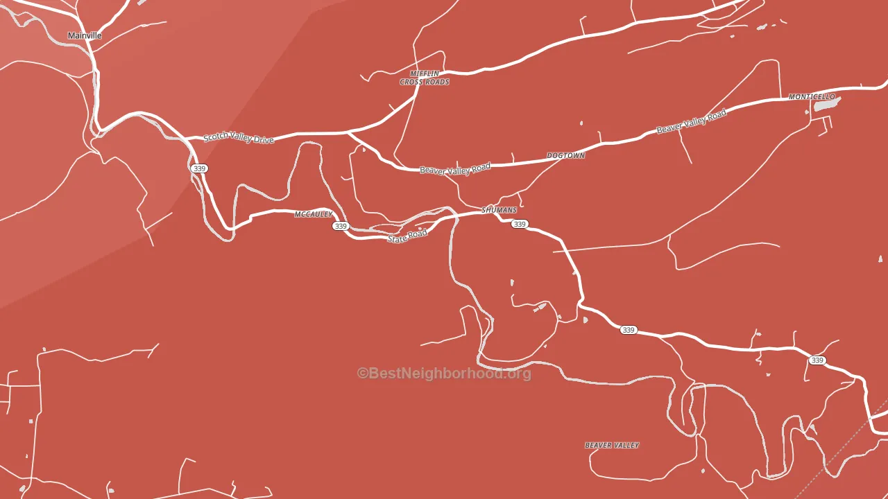 Shumans, PA block-group political-lean map