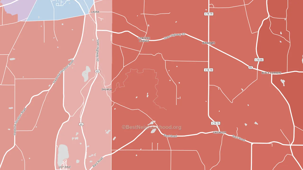 Shumla, NY block-group political-lean map