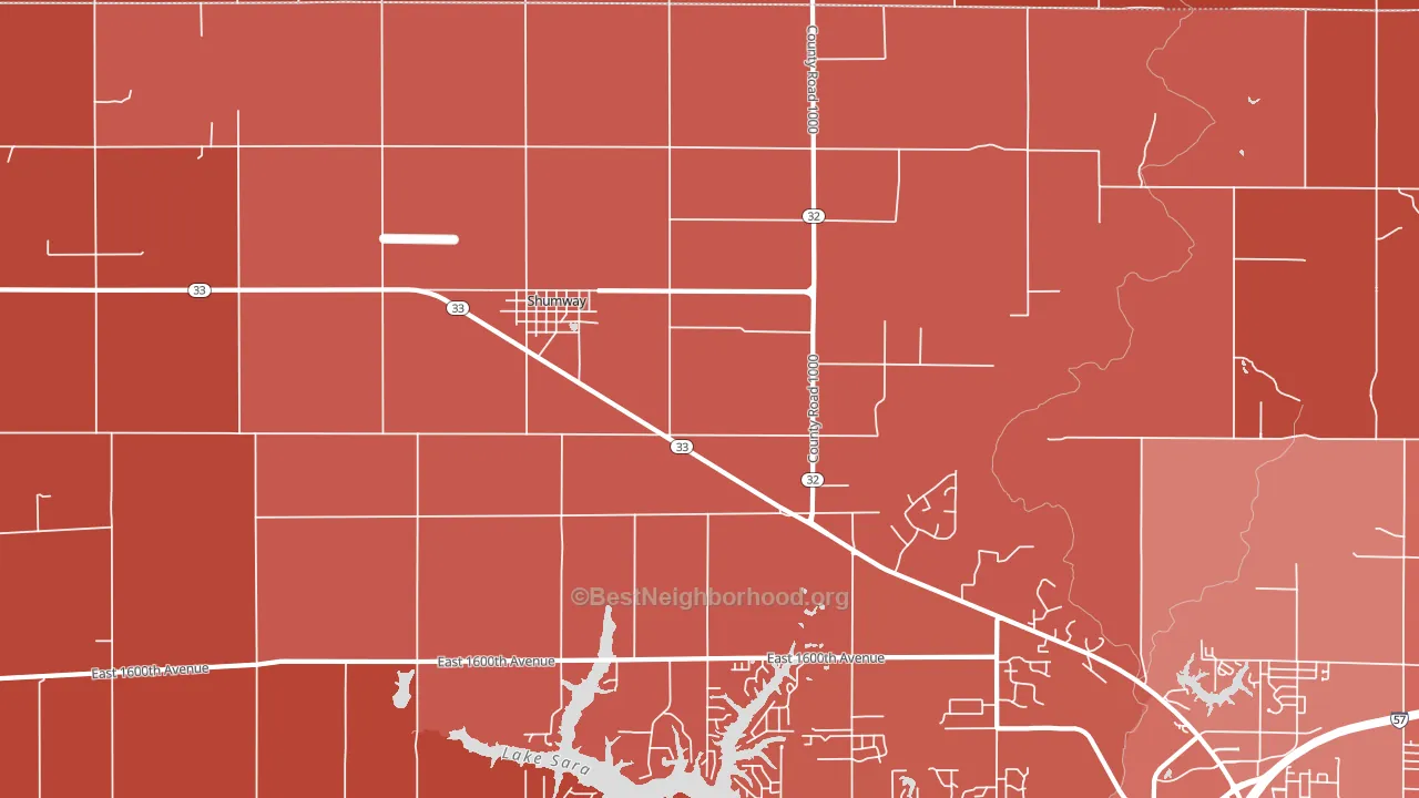 Shumway, IL block-group political-lean map