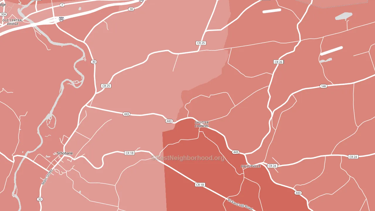 Shutter Corners, NY block-group political-lean map