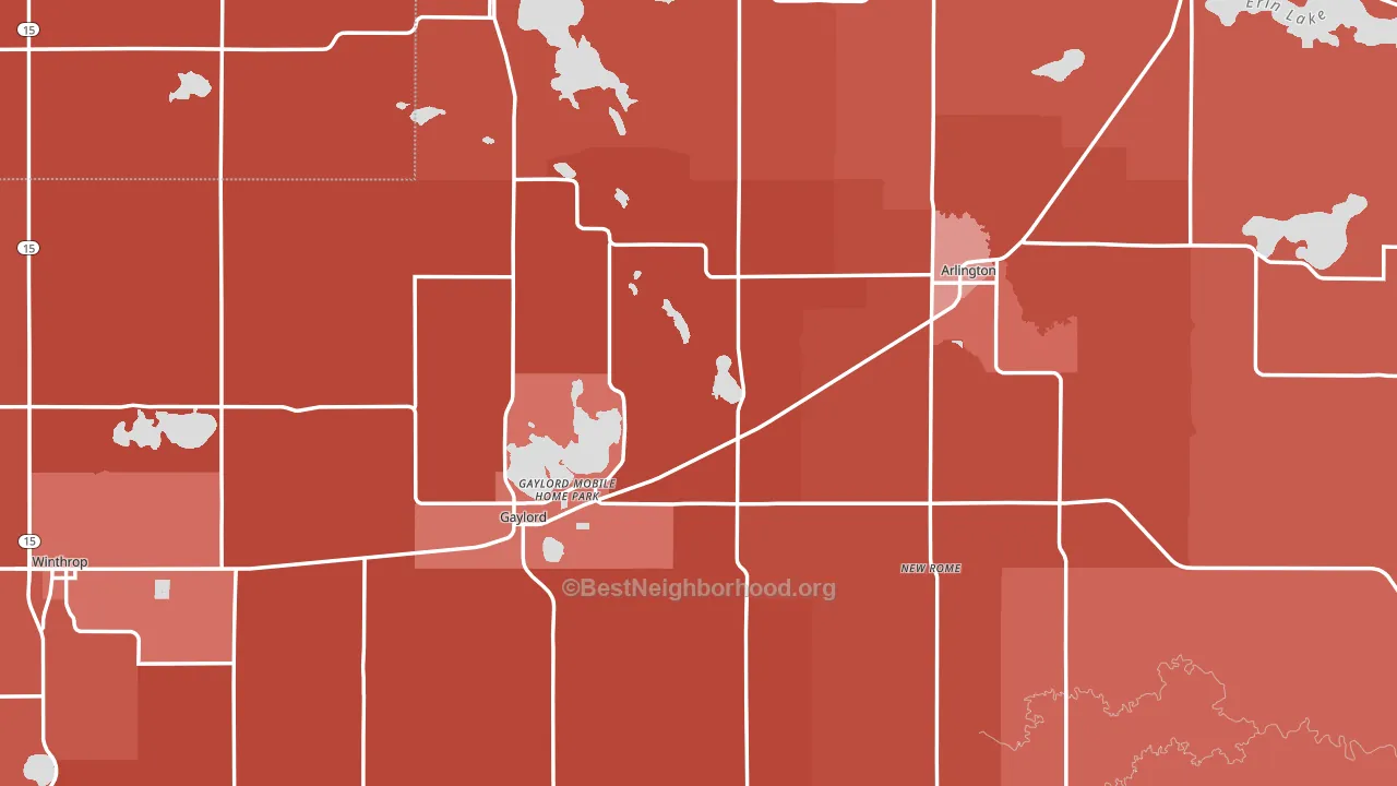 Sibley County, MN block-group political-lean map