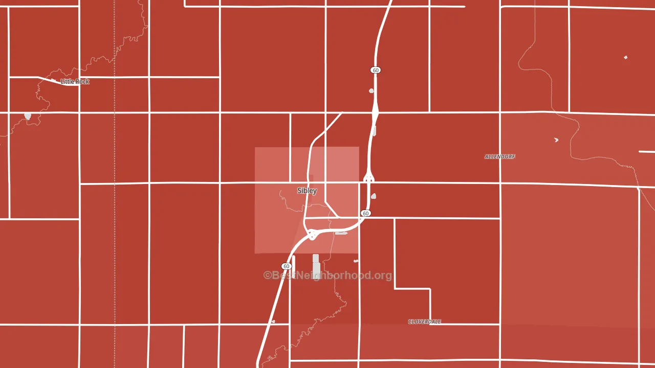 Sibley, IA block-group political-lean map