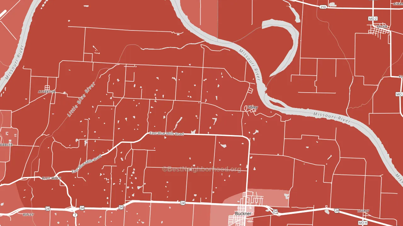 Sibley, MO block-group political-lean map