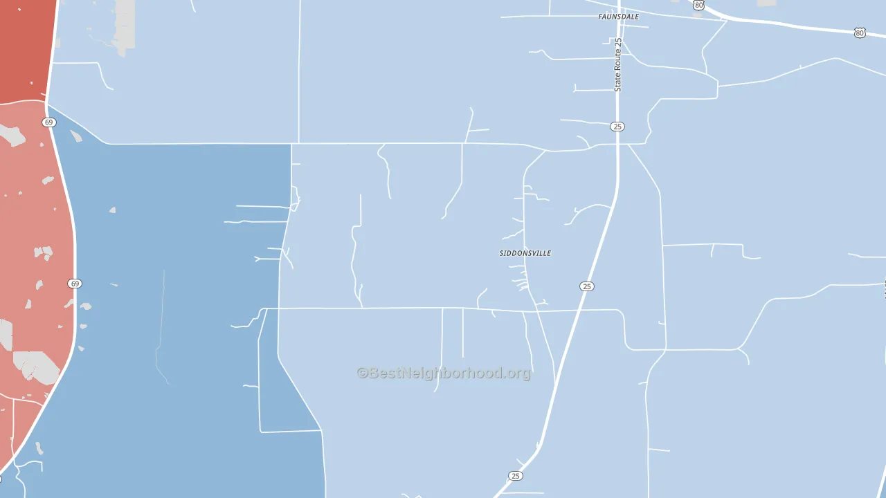 Siddonsville, AL block-group political-lean map
