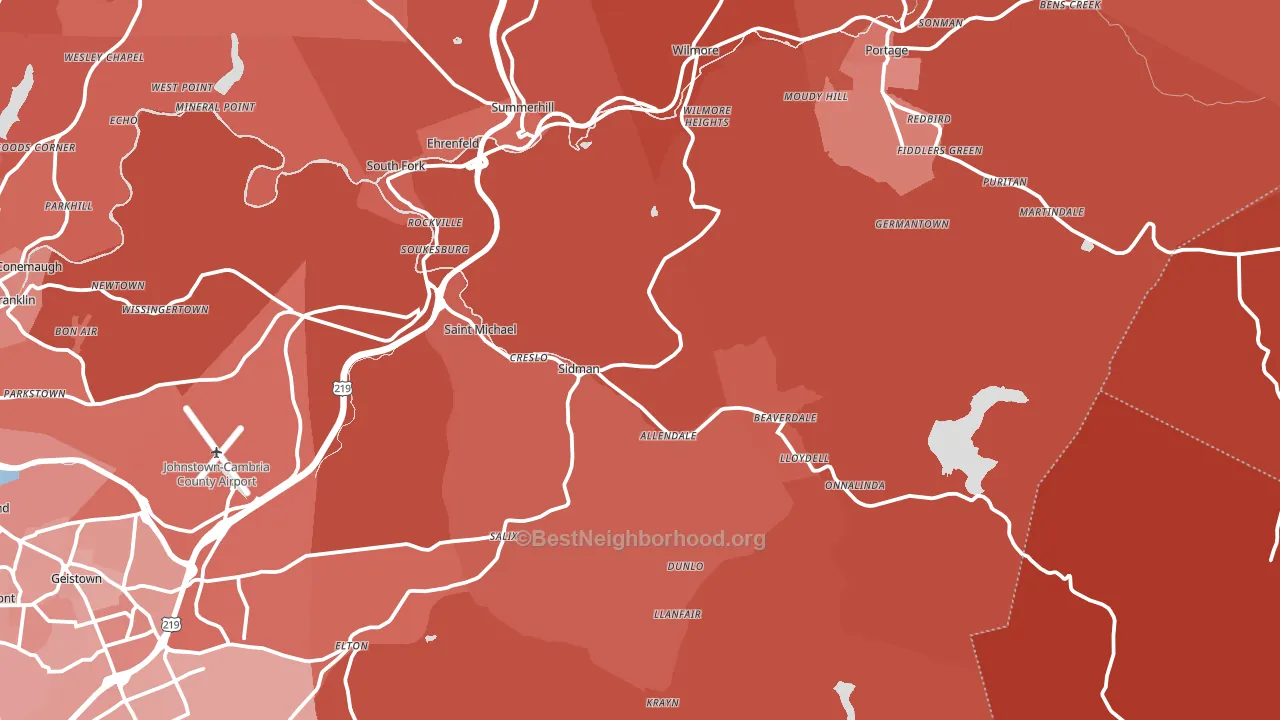 Sidman, PA block-group political-lean map