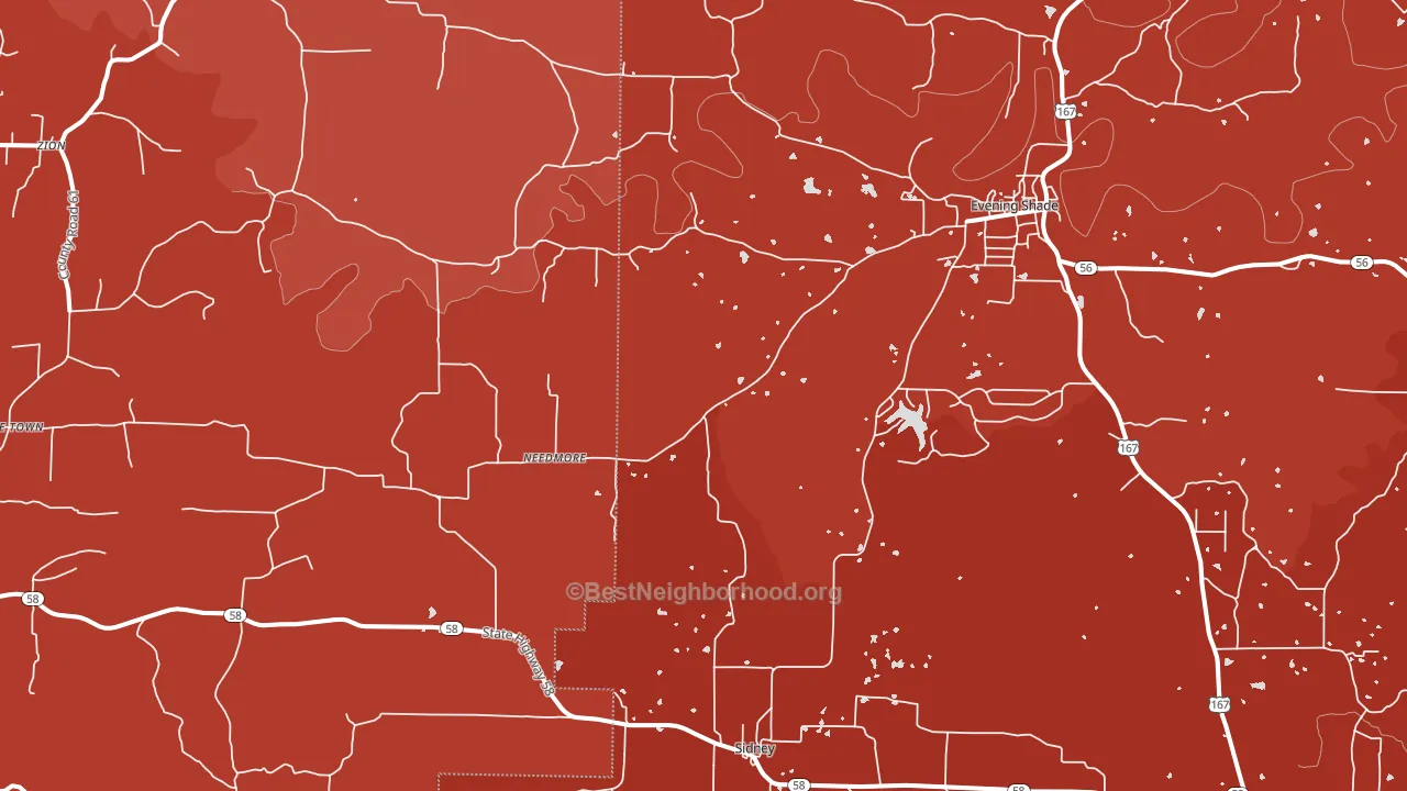 Sidney, AR block-group political-lean map