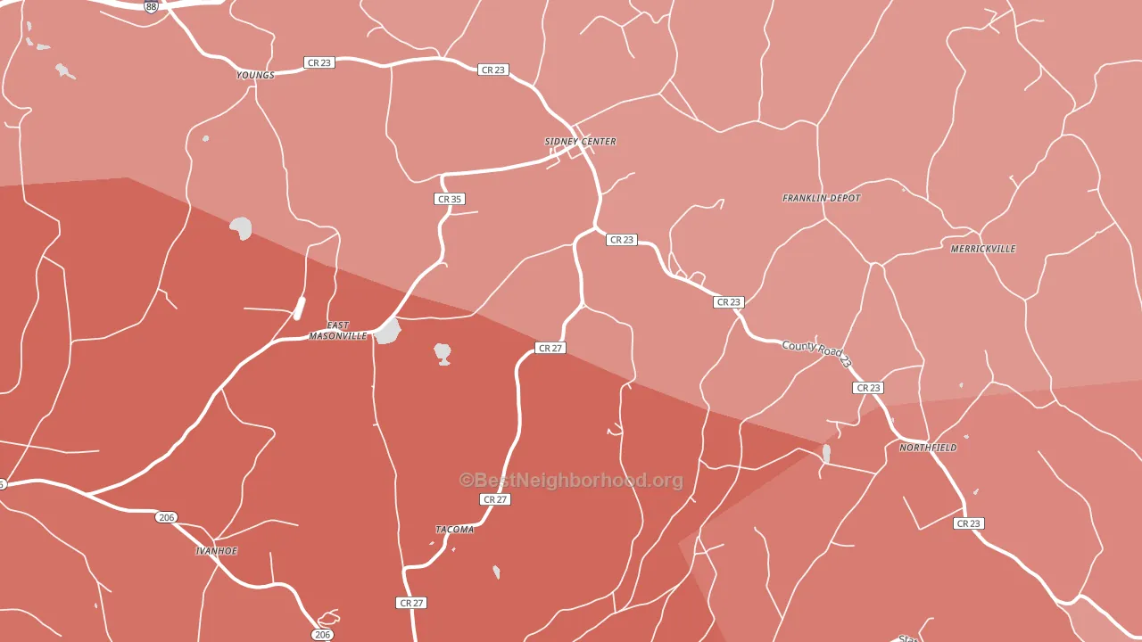 Sidney Center, NY block-group political-lean map