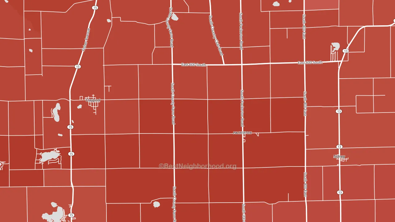 Sidney, IN block-group political-lean map