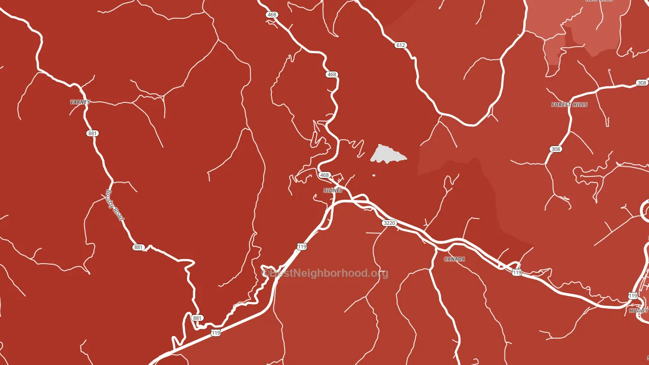 Sidney, KY block-group political-lean map