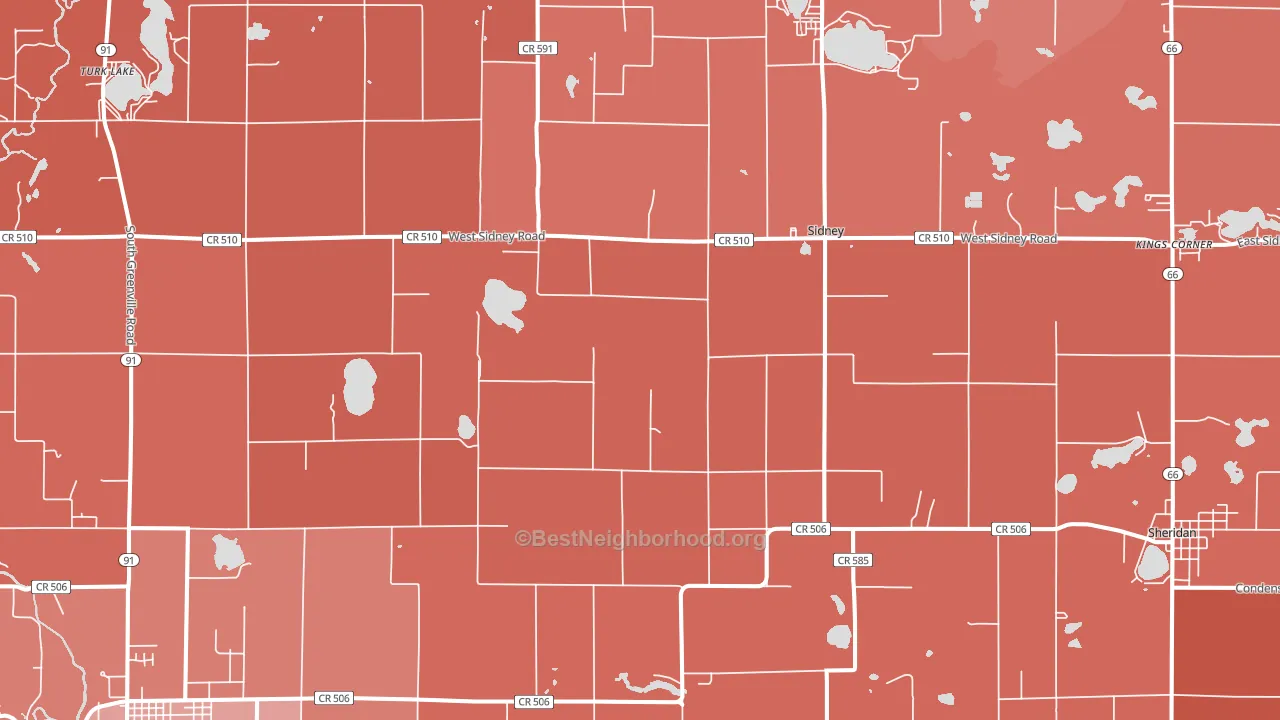Sidney, MI block-group political-lean map