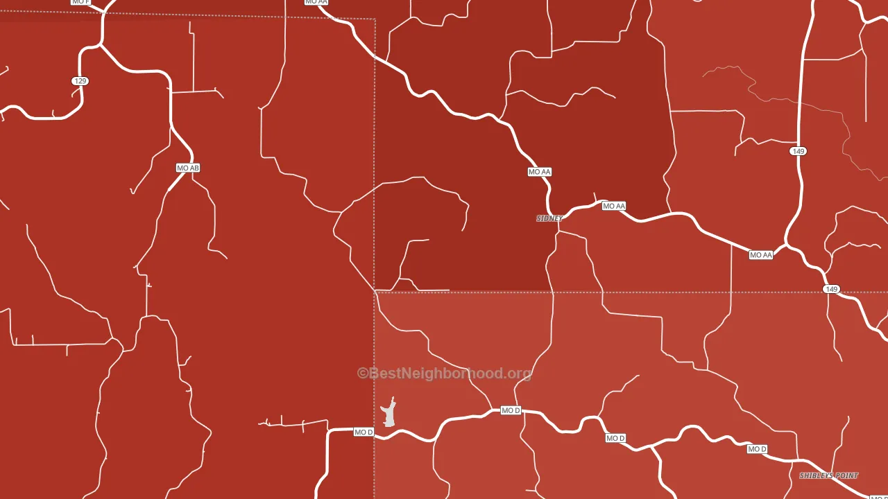 Sidney, MO block-group political-lean map