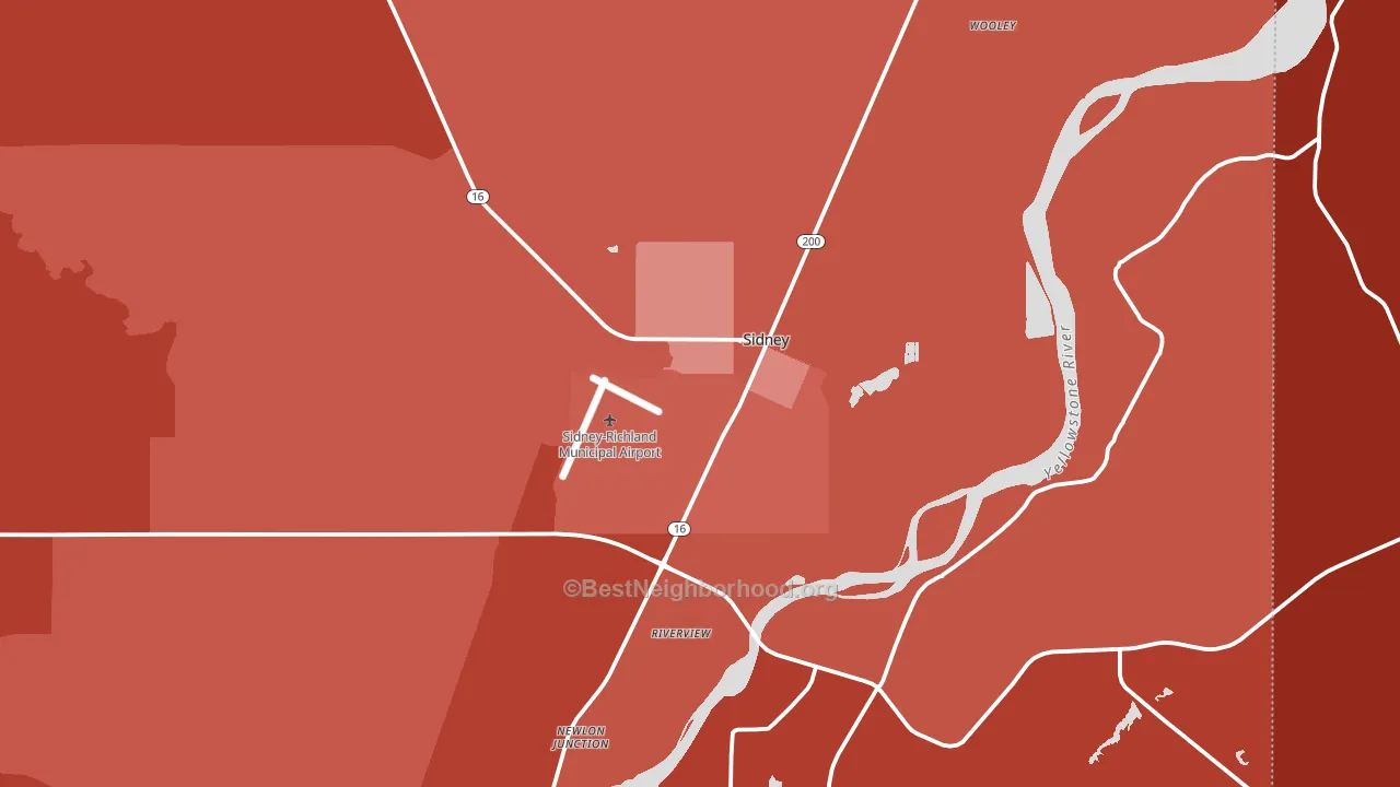 Sidney, MT block-group political-lean map