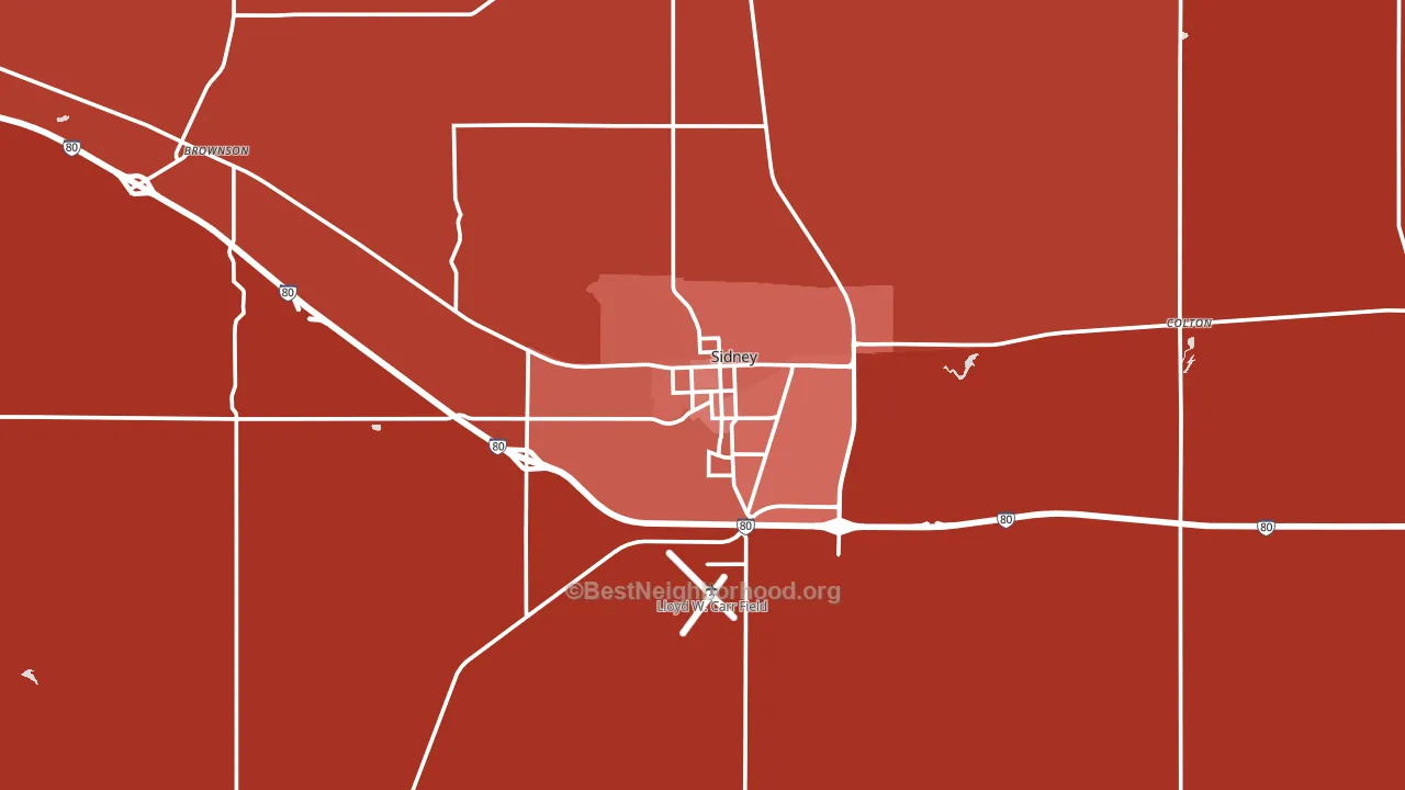 Sidney, NE block-group political-lean map