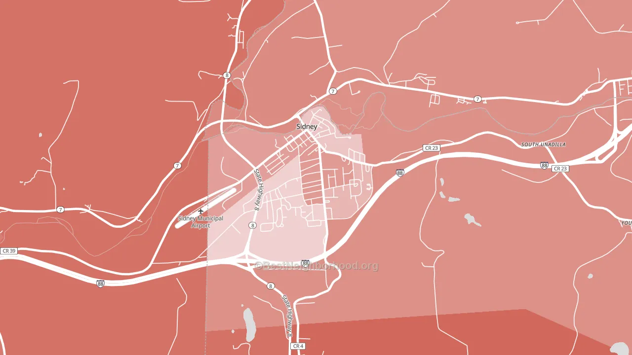 Sidney, NY block-group political-lean map