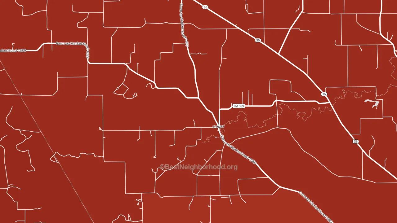 Sidney, TX block-group political-lean map