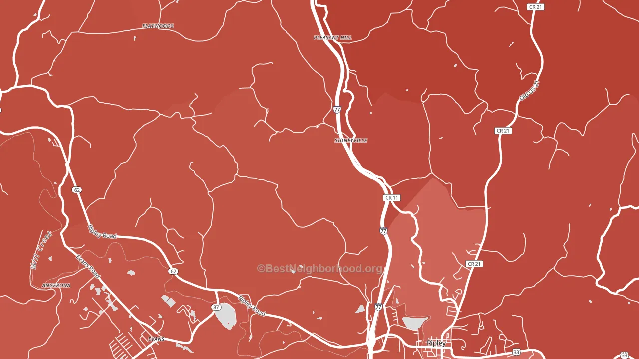 Sidneyville, WV block-group political-lean map
