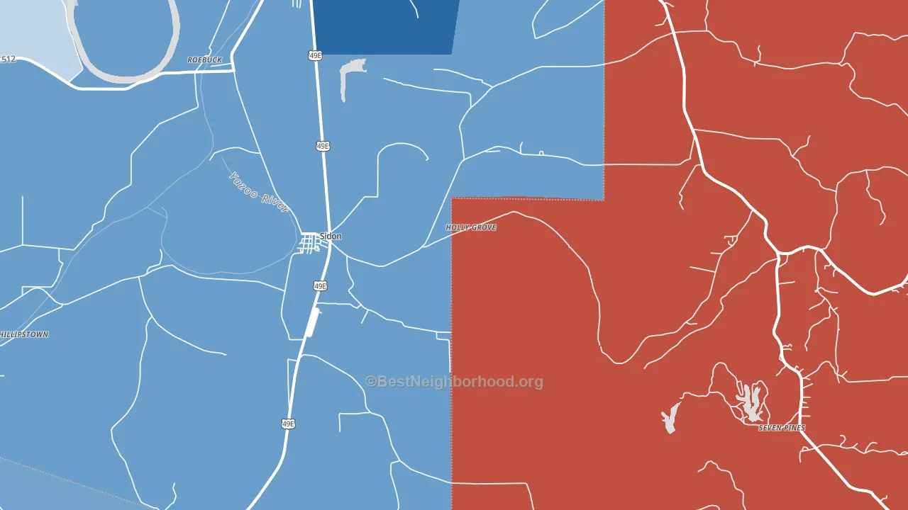 Sidon, MS block-group political-lean map