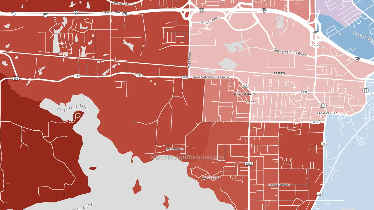 Siegle, LA block-group political-lean map