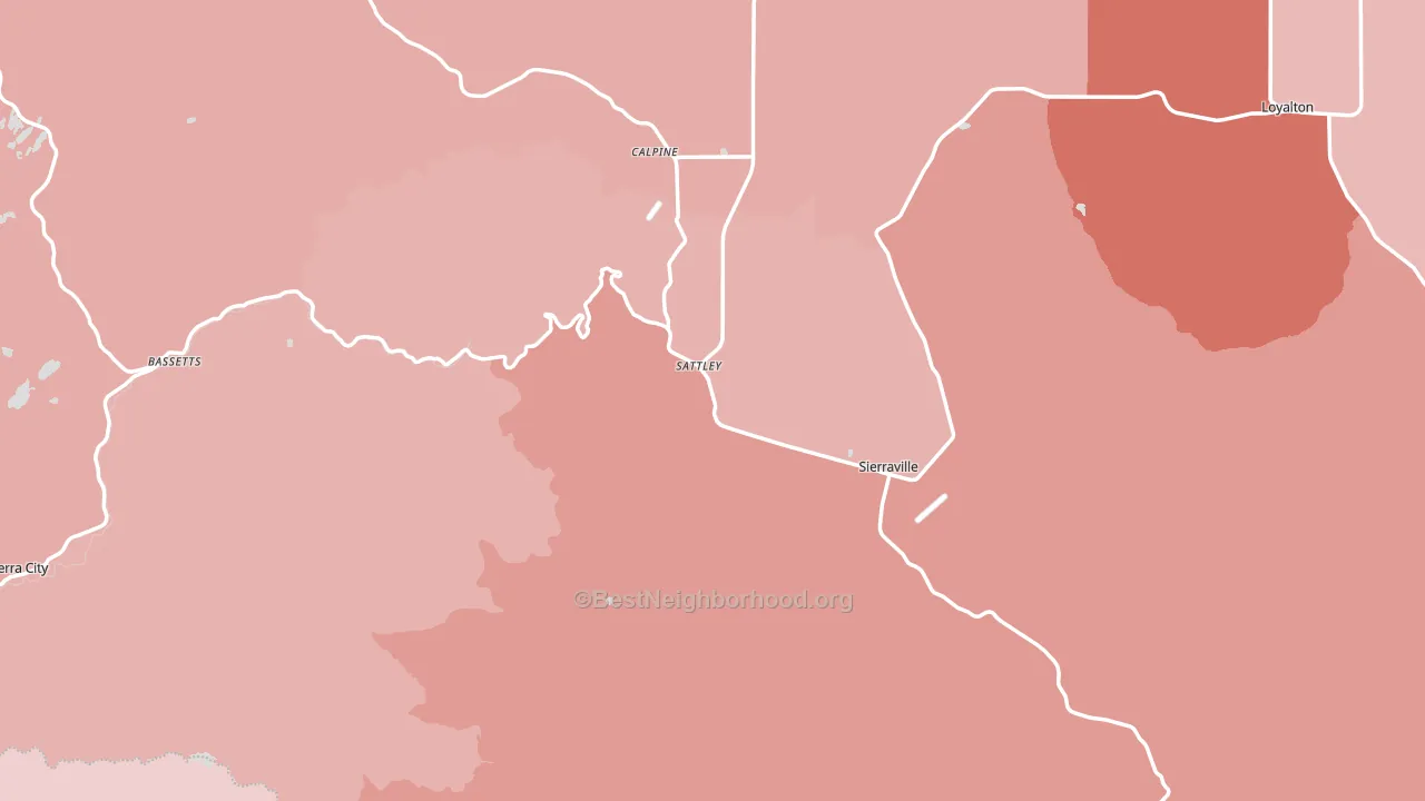 Sierra County, CA block-group political-lean map
