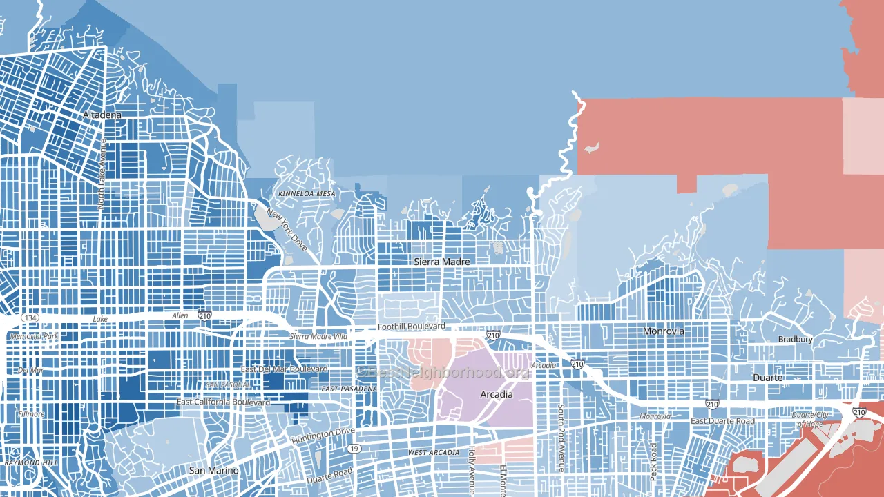Sierra Madre, CA block-group political-lean map