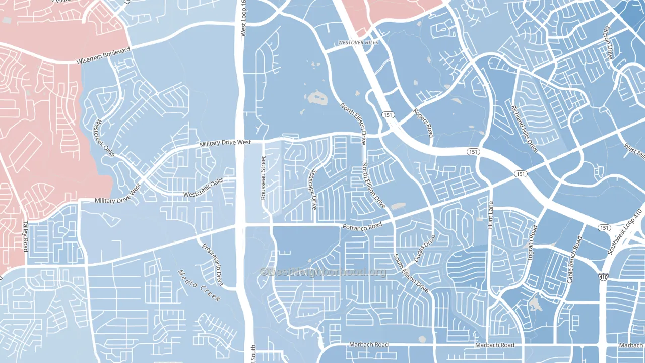 Sierra Springs, San Antonio, TX block-group political-lean map