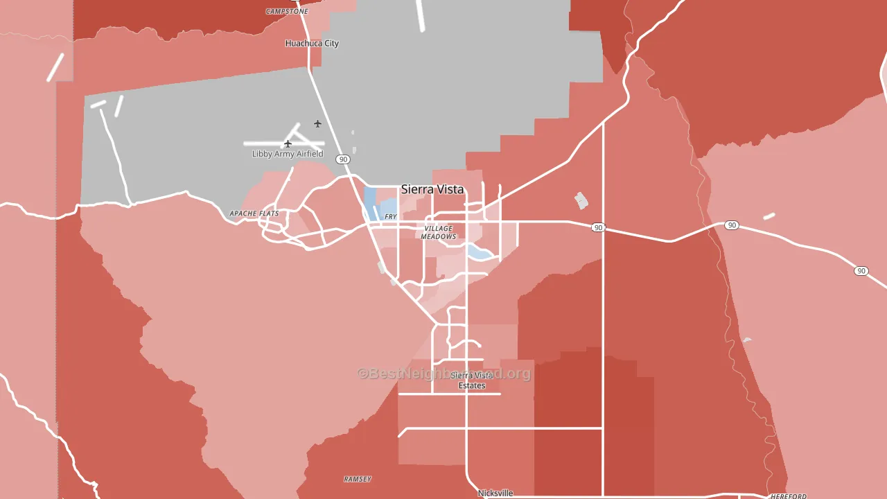 Sierra Vista, AZ block-group political-lean map