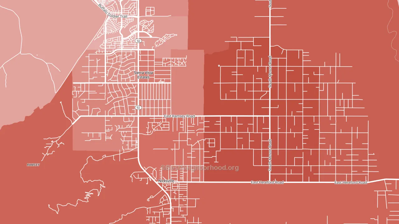 Sierra Vista Southeast, AZ block-group political-lean map