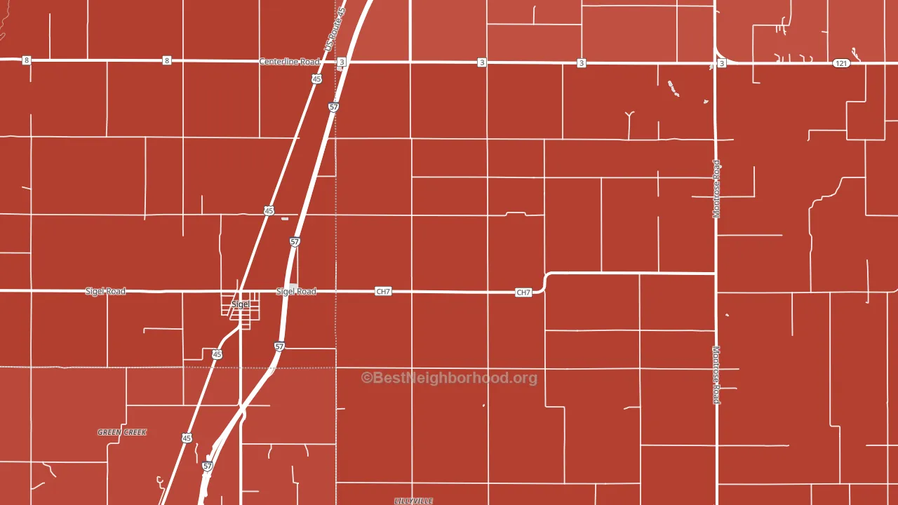 Sigel, IL block-group political-lean map