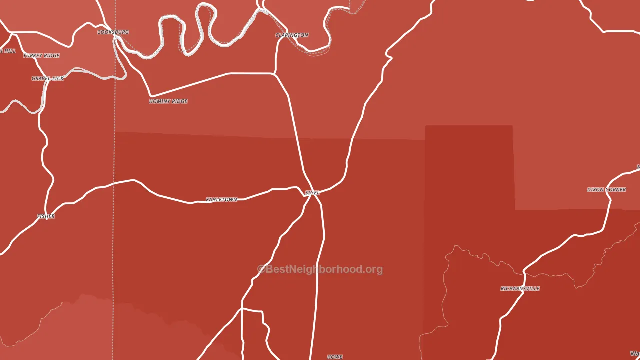Sigel, PA block-group political-lean map