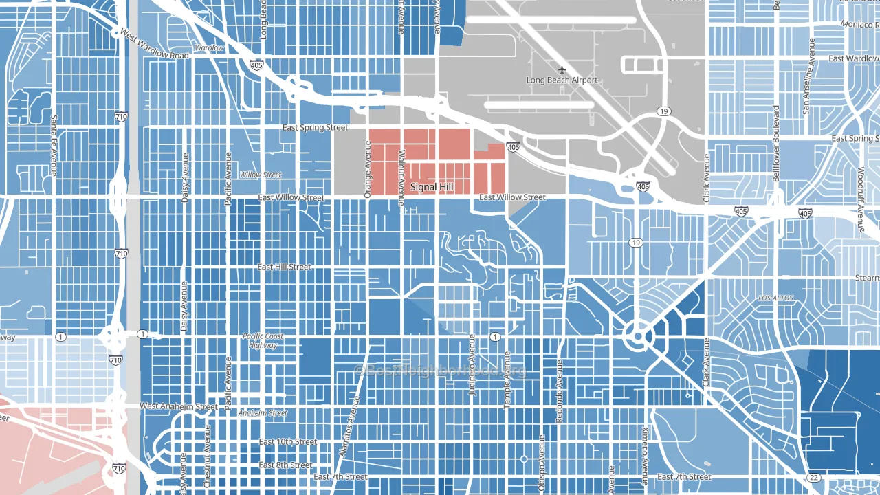 Signal Hill, CA block-group political-lean map