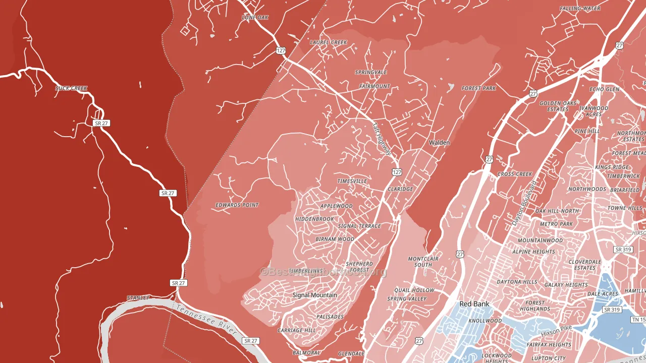 Signal Mountain, TN block-group political-lean map