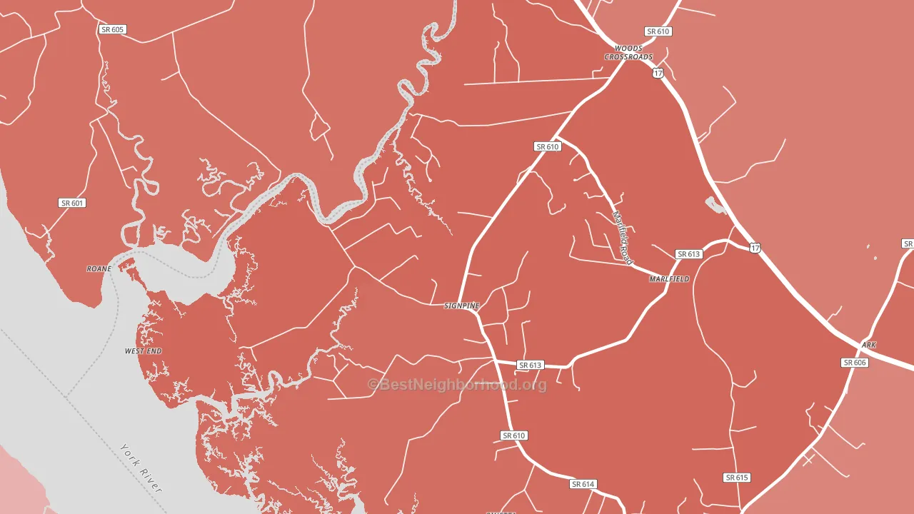Signpine, VA block-group political-lean map