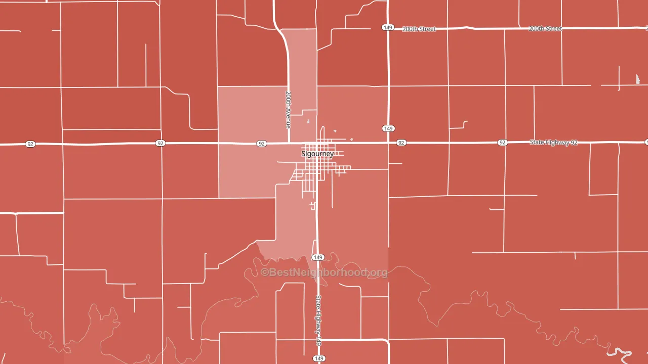 Sigourney, IA block-group political-lean map