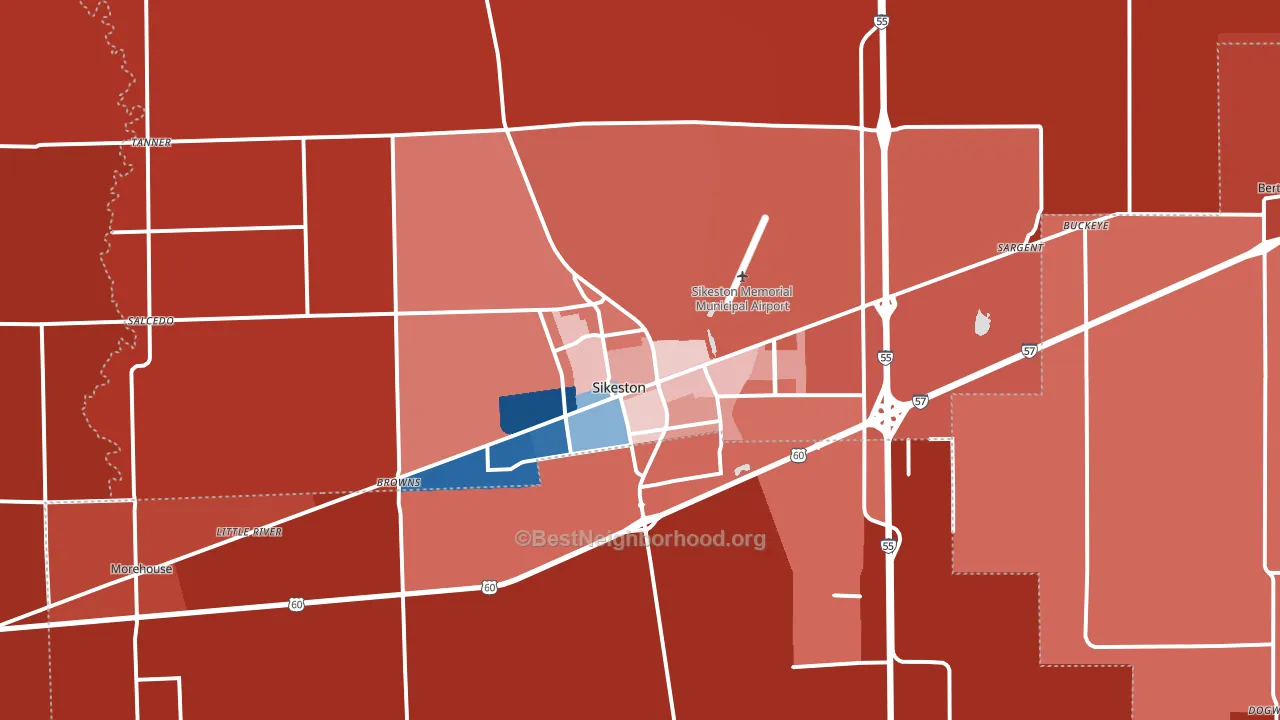Sikeston, MO block-group political-lean map