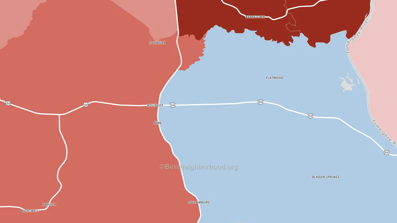 Silas, AL block-group political-lean map
